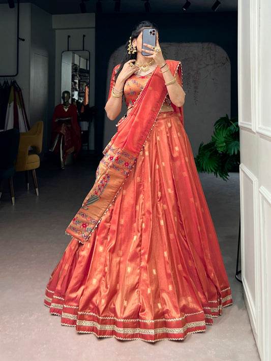 Festive Shimmer Zari Lehenga Choli Set 3 - 4.5m Flair, Can-Can Attached