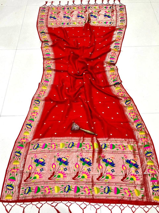 Sunflower Dupatta - Flower Border, Brocade Butti, Soft Zari Viscose, 2.5m