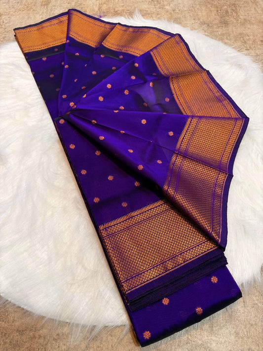 Traditional Kalanjali Paithani Saree - Tana Soft Silk, Copper Zari, Maharani Pallu