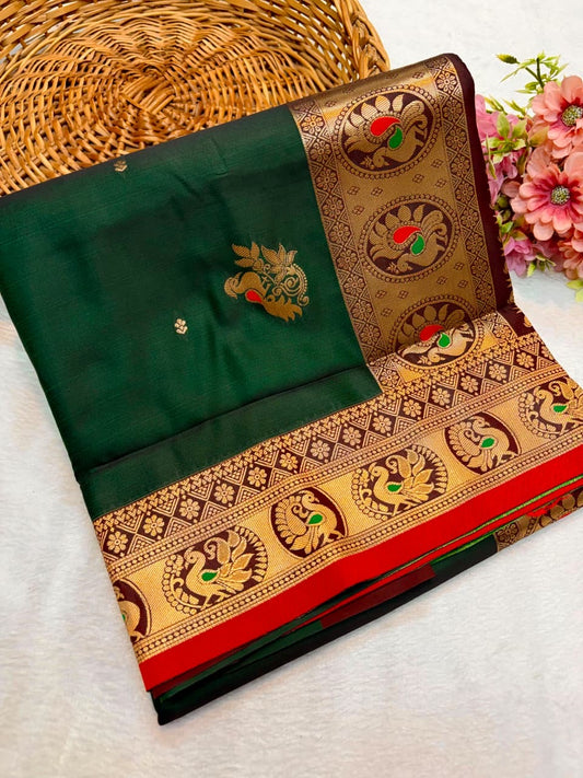 Premium Jijau Peshwai Satin Silk Saree with Contrast Blouse