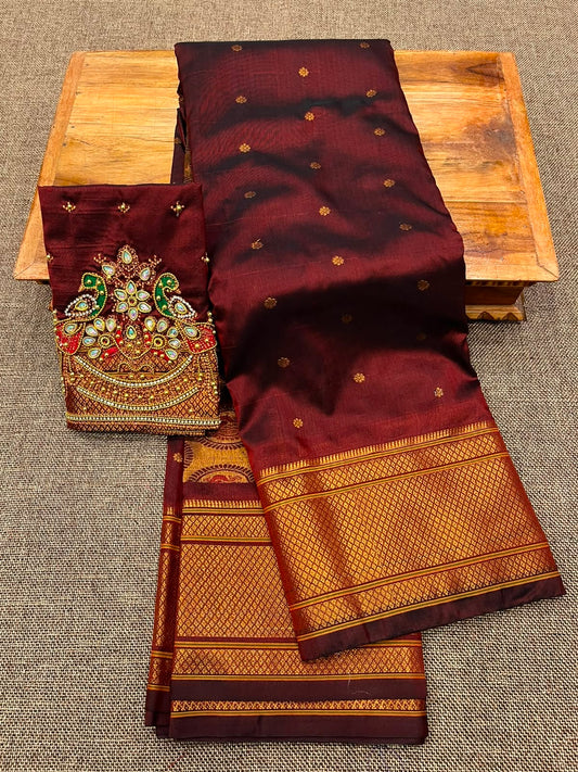 Mayur Kalanjali Paithani Saree – Tana Soft Silk, Traditional Border, Heavy Work Blouse
