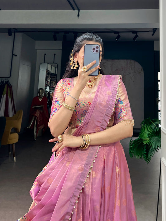 Festive Shimmer Zari Lehenga Choli Set 1 - 4.5m Flair, Can-Can Attached