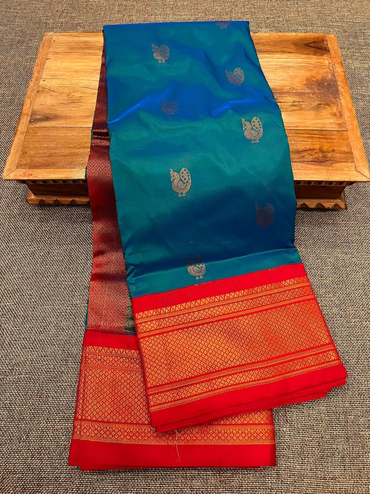 Jyoti Kadiyal Paithani Saree – Tana Soft Silk, Shoulder Butti, Contrast Blouse