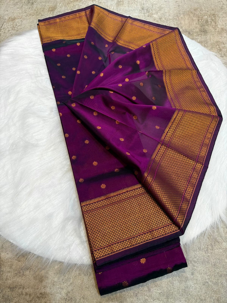 Traditional Kalanjali Paithani Saree - Tana Soft Silk, Copper Zari, Maharani Pallu