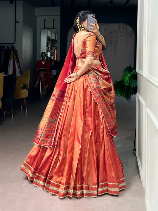 Festive Shimmer Zari Lehenga Choli Set 3 - 4.5m Flair, Can-Can Attached