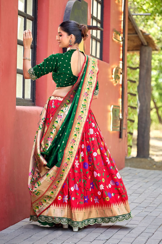 Banarasi Paithani Lehenga Choli - Soft Silk, Stitched
