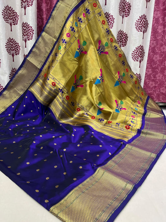 Madhuri Kalanjali Paithani Saree - Tana Soft Silk, All-Over Butties