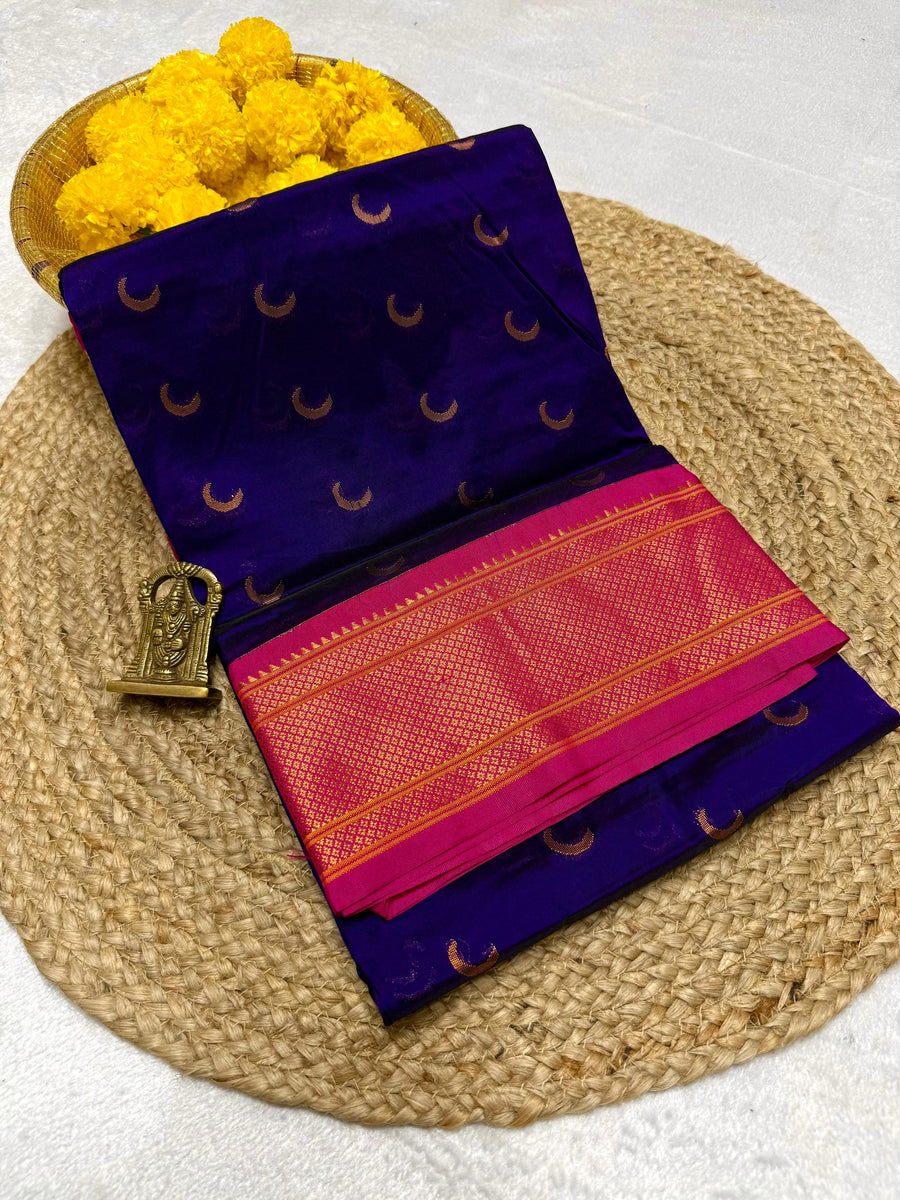 Chandrakor Kadiyal Paithani Saree – Premium Tana Silk, All-Over Butti, Rich Pallu