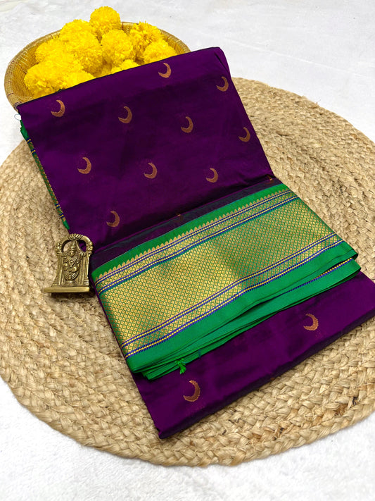 Chandrakor Kadiyal Paithani Saree – Premium Tana Silk, All-Over Butti, Rich Pallu