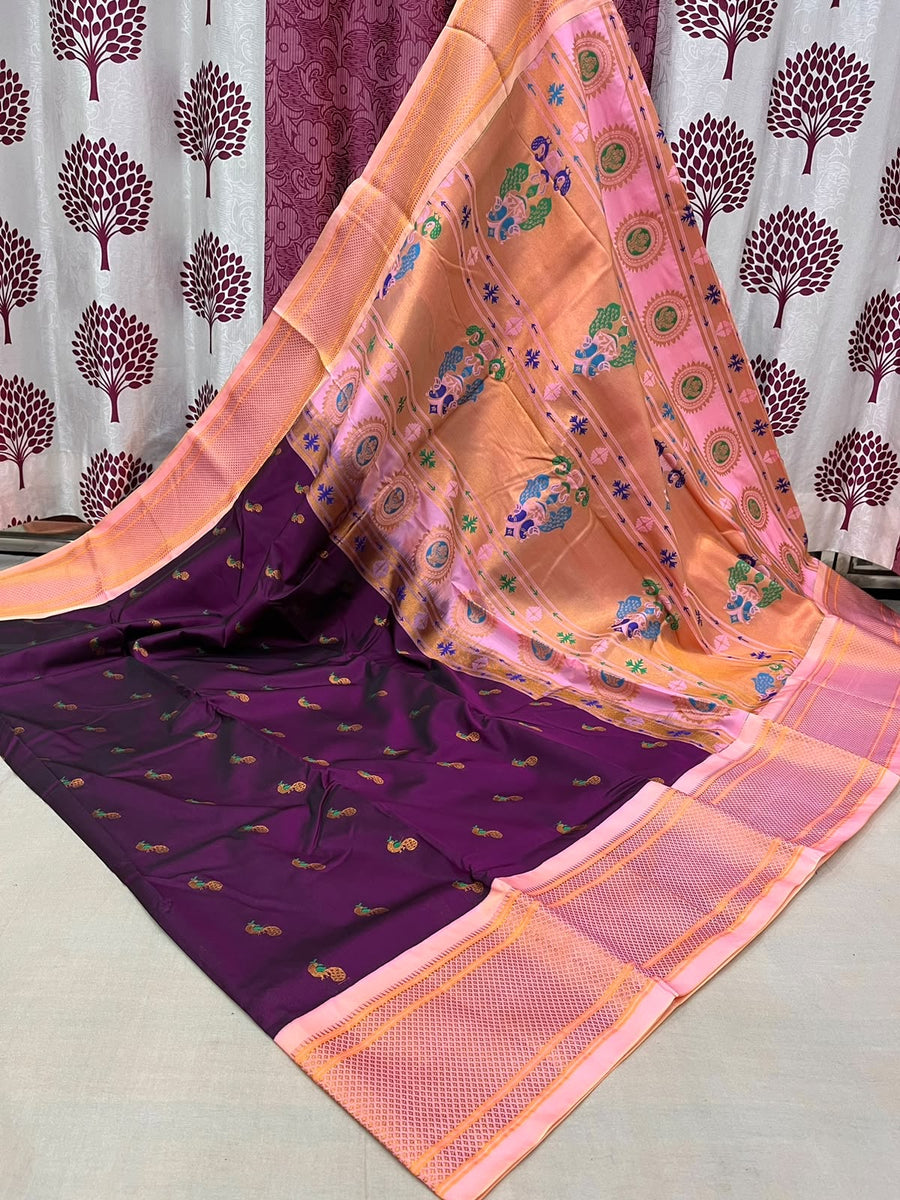 Gauri Kadiyal Paithani Saree – Peacock Meena Butti, Meenakari Pallu, Tana Soft Silk