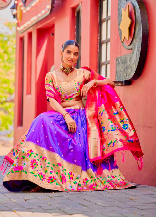 Rich Purple Paithani Lehenga Choli - Wedding Collection
