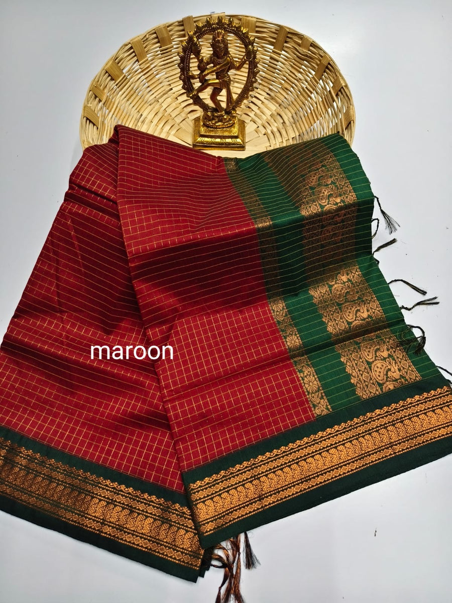 Lata Cotton Gadwal Saree - Premium Cotton Blend