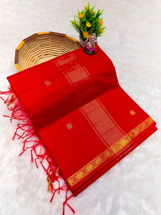 Cotton Maheshwari Saree – Premium Cotton Silk with Zari Butti