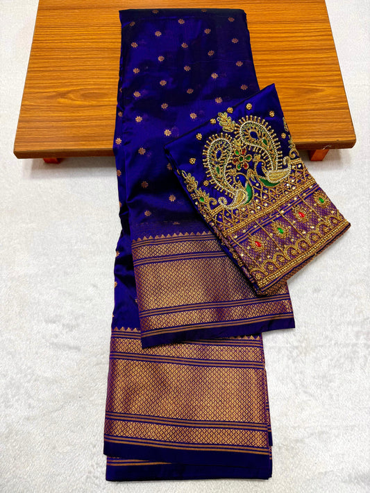 Heavy Work Blouse Kalanjali Paithani Saree – Meenakari Pallu, Aari Handwork Blouse