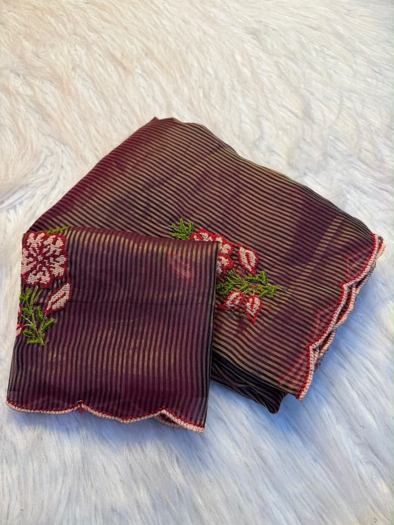 Exquisite Soft Tissue Fabric Multi-Embroidery Saree