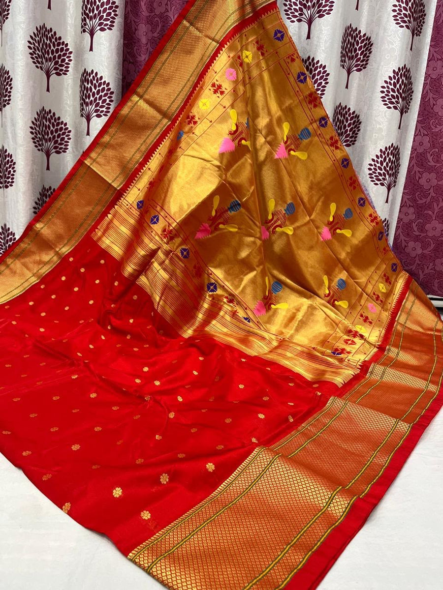 Madhuri Kalanjali Paithani Saree - Tana Soft Silk, All-Over Butties