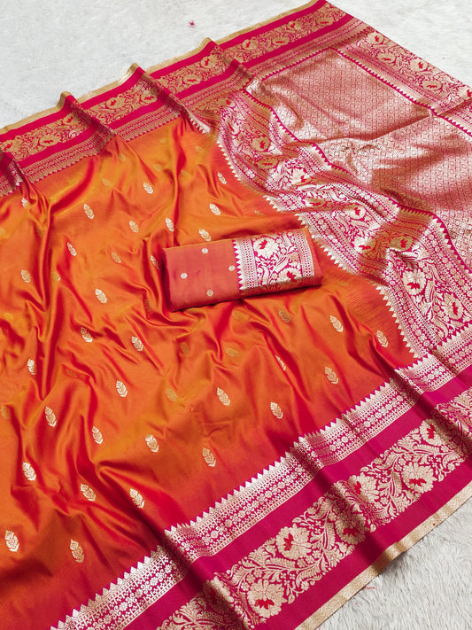 Rekha Soft Banarasi Silk Saree - Zari Weave, Paisley Border, Meenakari Pallu