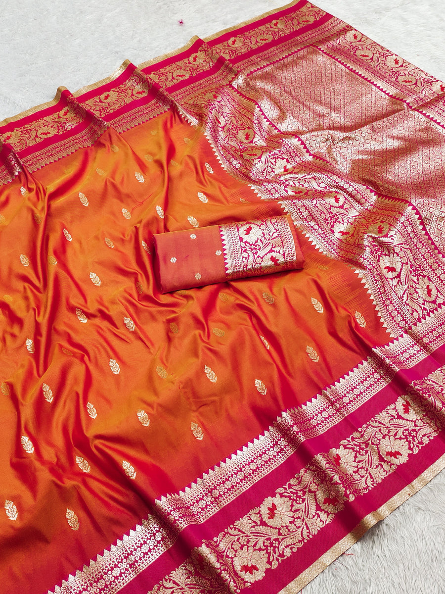 Rekha Soft Banarasi Silk Saree - Zari Weave, Paisley Border, Meenakari Pallu