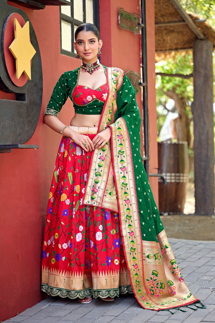 Banarasi Paithani Lehenga Choli - Soft Silk, Stitched
