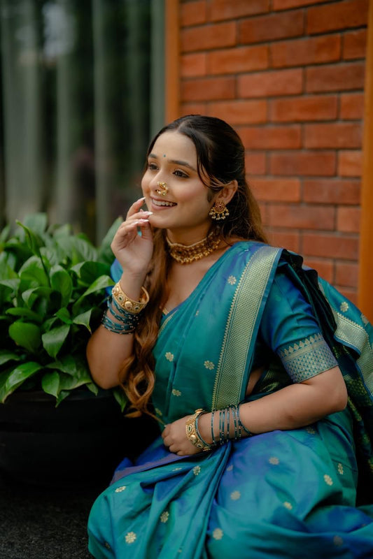 Kalyanipattu Silk Saree - Pure Soft Silk, Golden Zari, Self Blouse