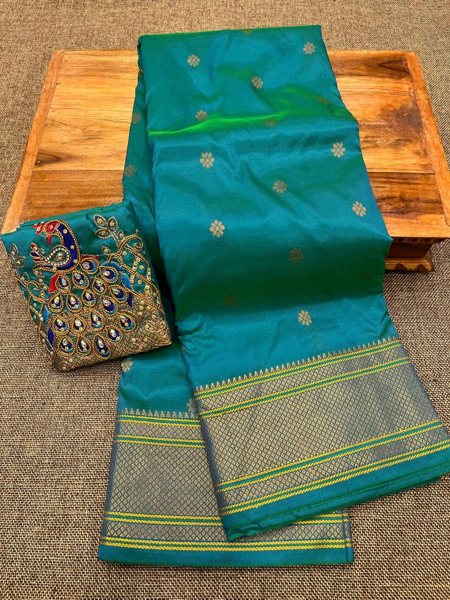 Hansika Kalanjali Paithani Saree – Tana Soft Silk, Traditional Border, Aari Work Blouse